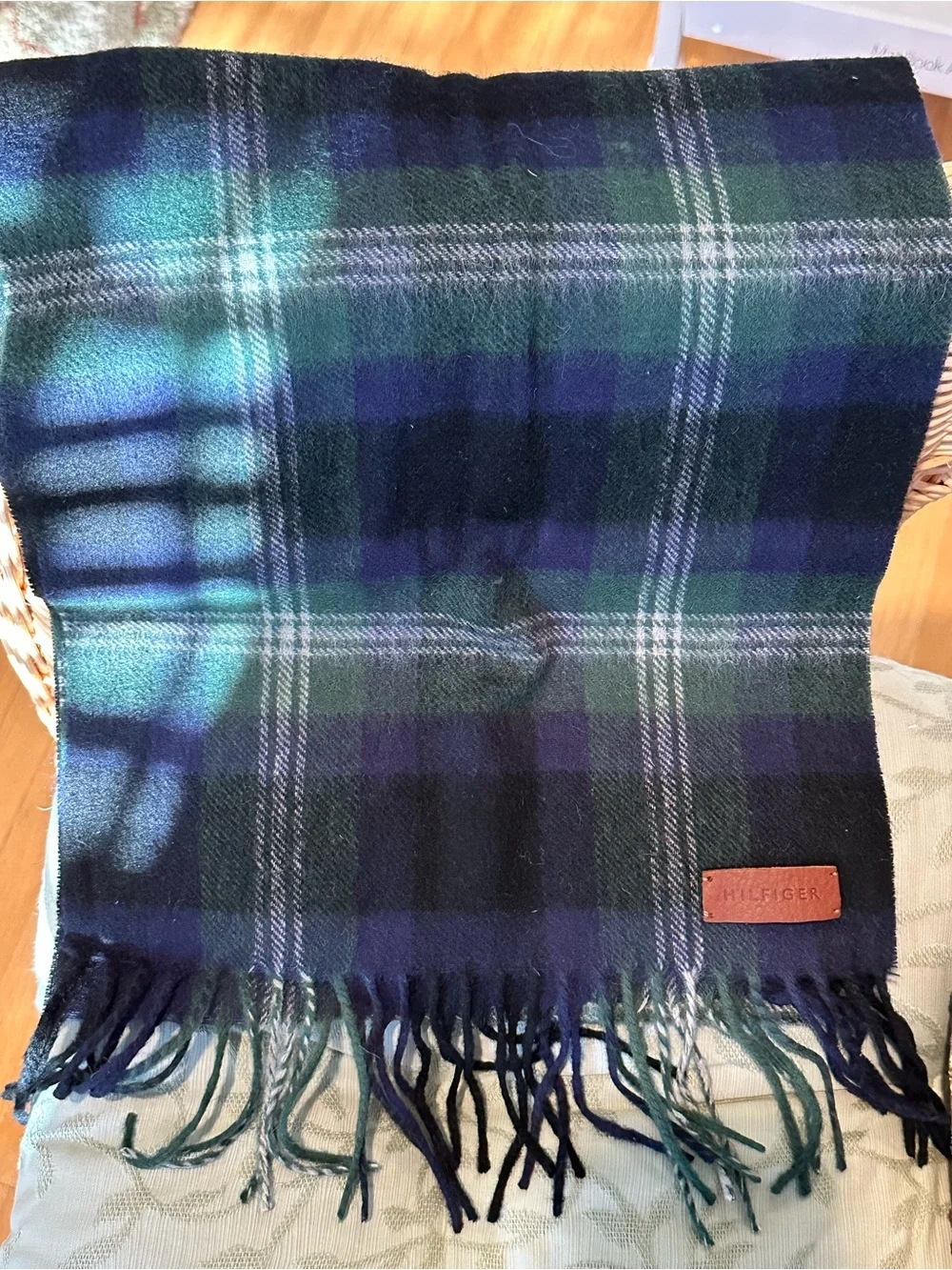 NWT Tommy Hilfiger Green & Blue Plaid Men's Scarf